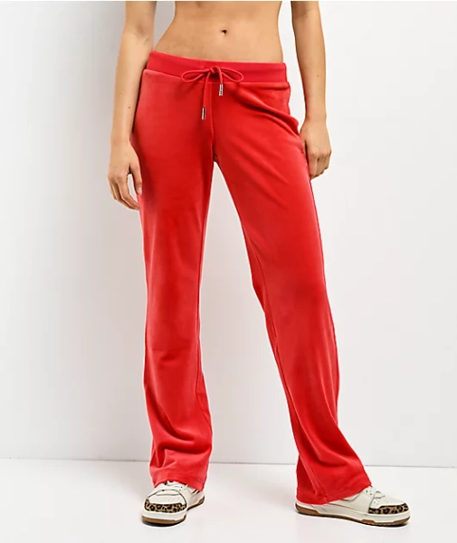 Juicy Couture OG Big Bling Maraschino Cherry Velour Track Pants