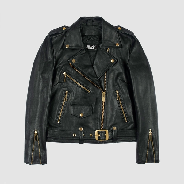 Commando - Black and Gold Leather Jacket - New Modern Fit