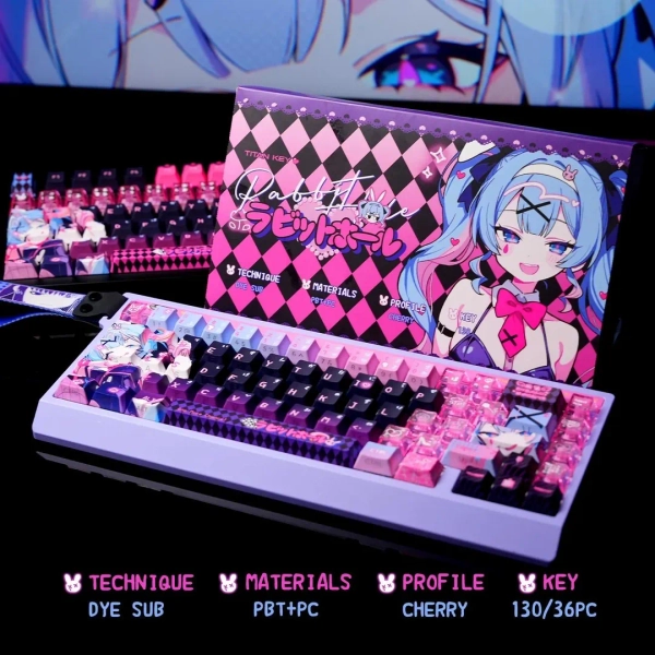 Rabbit Hole Miku PBT Keycaps: 130+36PC -key Cherry Profile Custom Set - Etsy