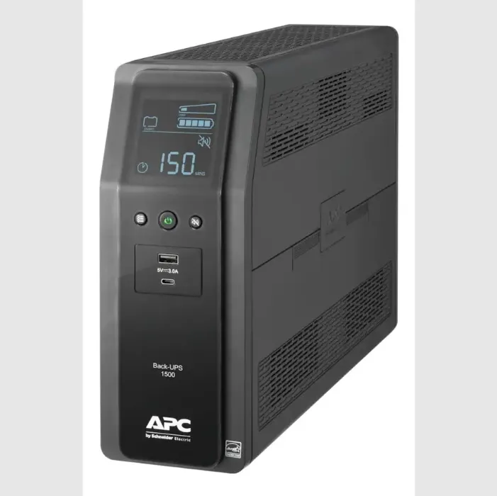 APC - Back-UPS Pro, 1500VA, Tower, 120V, 10 NEMA 5-15R outlets, LCD, 1 USB Type C + 1 USB Type A ports - Black