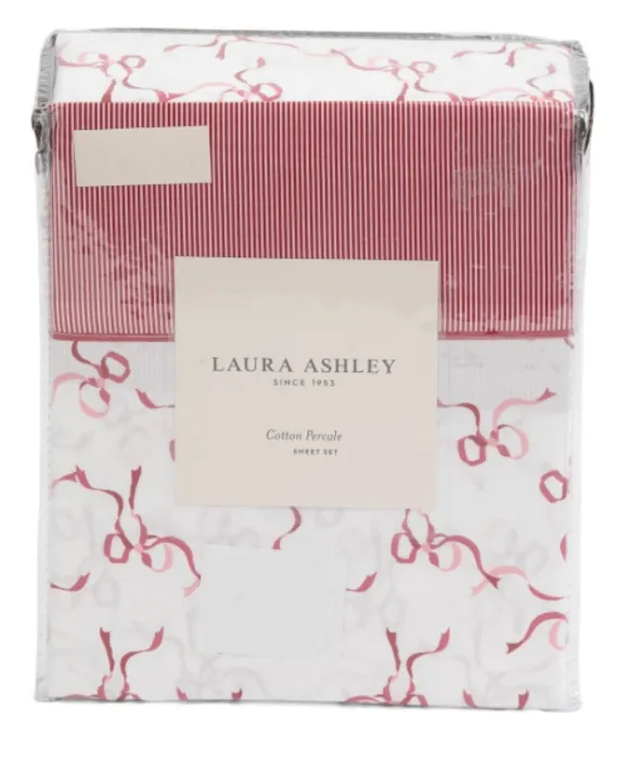 LAURA ASHLEY Cotton Percale Bows Print Sheet Set