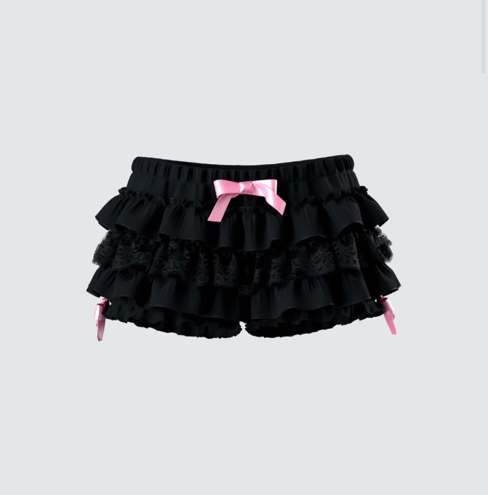 Martina Black Ruffle Short | 3X