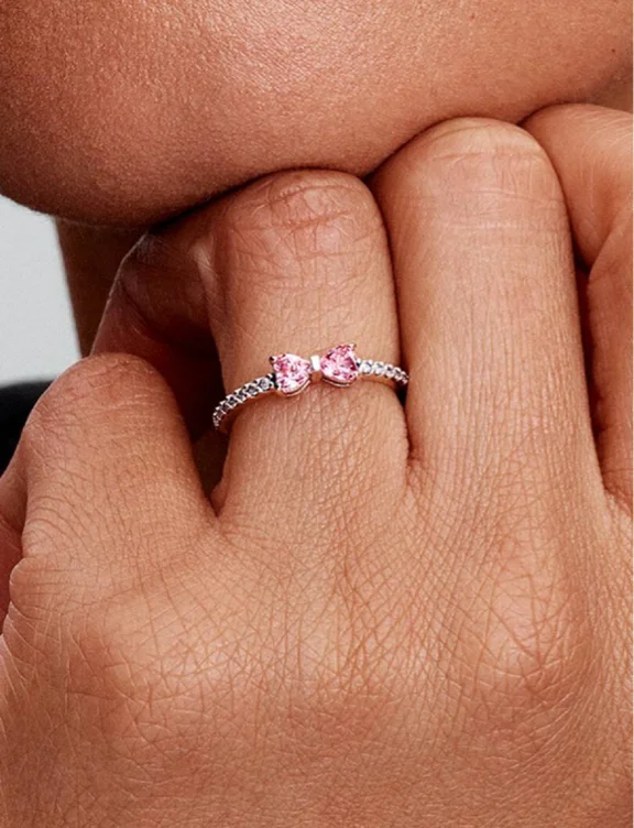 Sparkling Pink Bow Ring