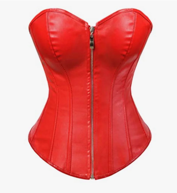 Faux Leather Red Corset 