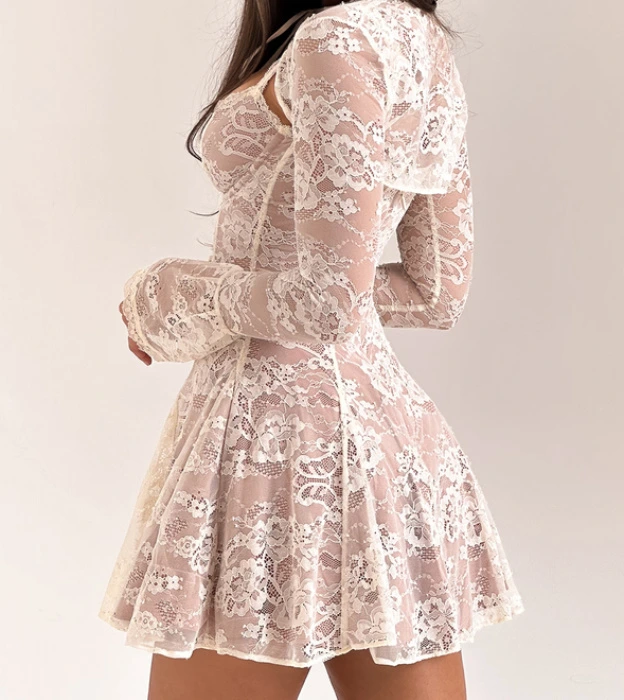 Alice Vintage Cream Lace Mini Dress