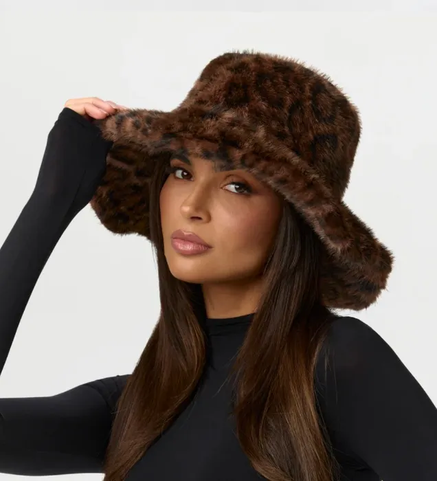 Faux Leopard Bucket Hat