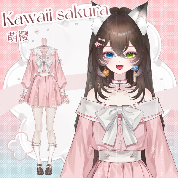 [Kawaii Sakura] JK Uniform ~ VTuber VTS Dynamic Outfit Charm / Live Streaming Asset / Bulk Model by 茄夢 (@kHVk7w0LPh33661)