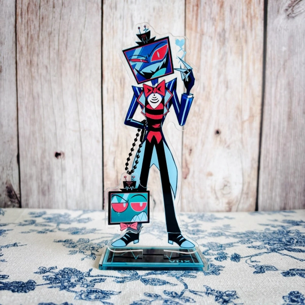 Vox Glitch Glam Acrylic Standee | Hazbin Hotel Fan Art | Retro Demon Display | Broadcast Villain Collectible