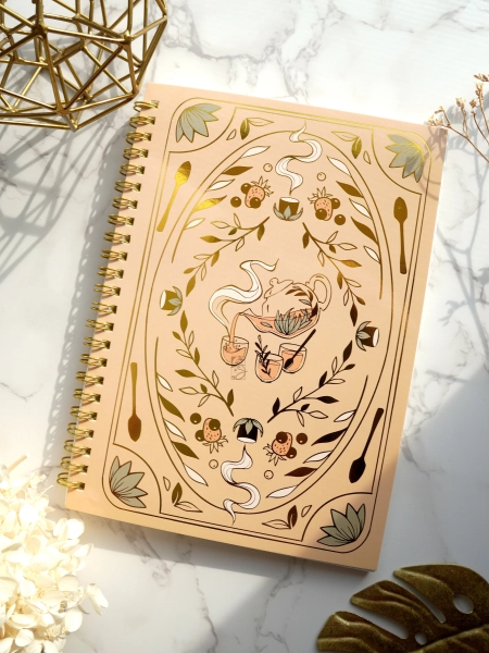 Tea Time Sticker Book: A5 Sticker Collection Journal with Gold Foil