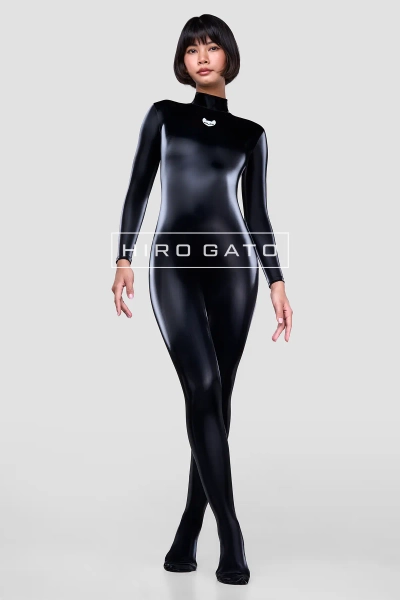 Hiro Gato - Sharkskin PU Spandex Catsuit Black