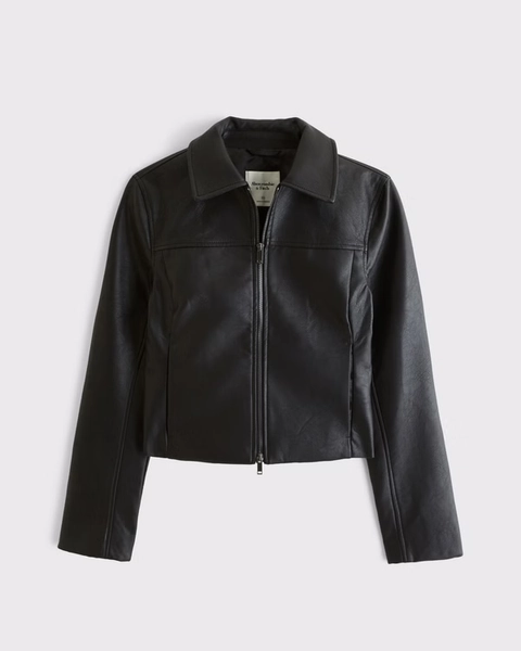 Slim Zip Vegan Leather Jacket