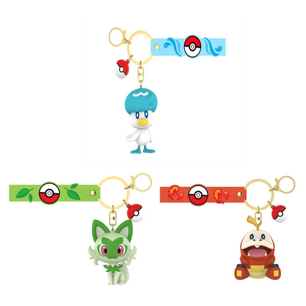 Official Quaxly Sprigatito Fuecoco Keychain Scarlet and Violet Key Ring - Sprigatito