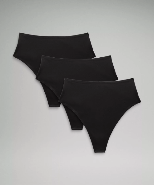 Wundermost Ultra-Soft Nulu High-Waist Thong Underwear *3 Pack - Black - XS