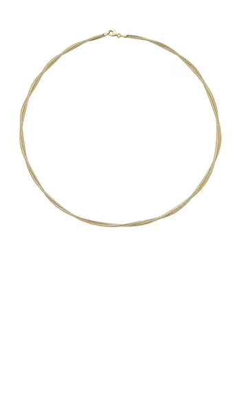 STONE AND STRAND Interwoven Gold Necklace in Metallic Gold.