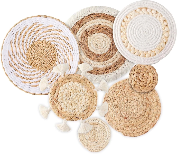 7 Pack Boho Wall Decor, Rattan Wicker Home Decor Boho Wall Art Set Handmade Hanging Rustic Flat Farmhouse Decor for Living Rooms Bedrooms Kitchen - Walmart.com