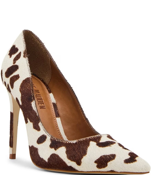 Steve Madden Noir Cow Print Haircalf Pointed Toe Stiletto Pumps