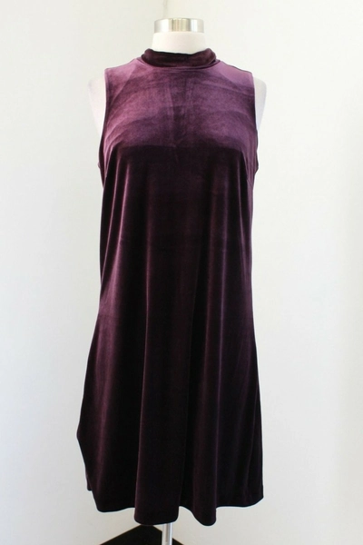 Ann Taylor Purple Velvet Ribbon Tie Neck Sleeveless Shift Dress Size S Cocktail