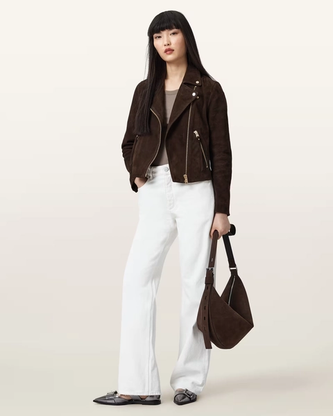 Dalby Suede Biker Jacket FANGO BROWN | ALLSAINTS