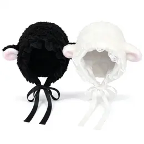 2 Pack Women’s Cute Soft Fleece Tie Earflap Hat, Sheep Decor Plush Winter Cap, Warm Headwear for Outdoor Daily & Holiday Styling