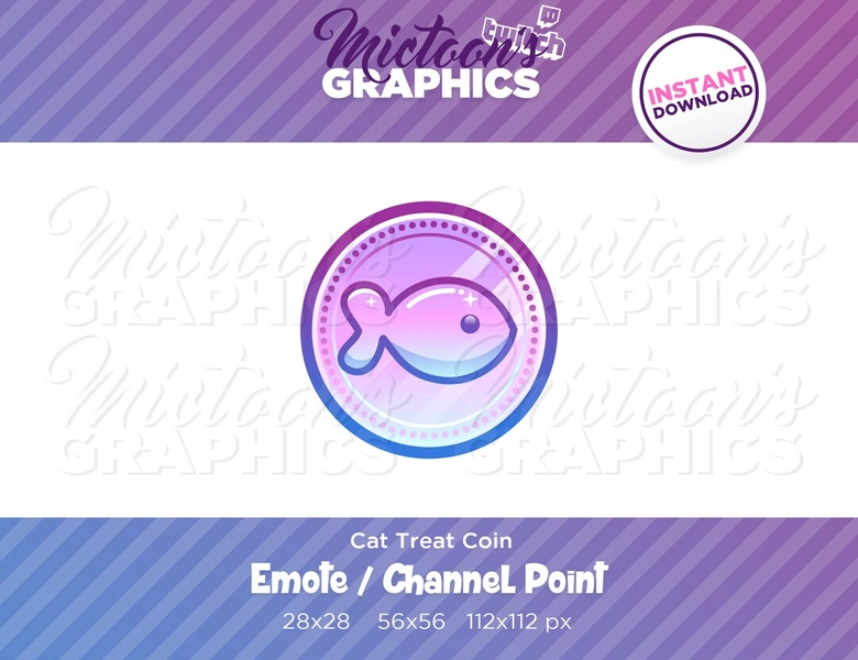 Twitch Fish Cat Treat Coin Emote / Channel Point / Streamer Graphics / Discord / Gamer / Kawaii - Etsy