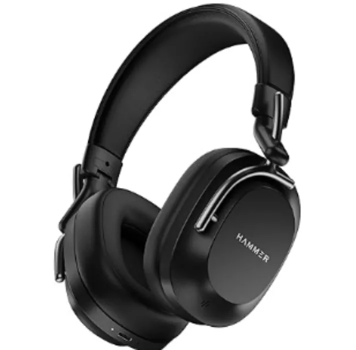 HAMMER Bash Pro 33 dB Hybrid ANC Over Ear Wireless Headphones, 4 Mics for Clear Calling, Charge 10mins = 300mins playtime, 40mm Driver, Transparency Mode, 37Hrs Playtime, Super soft Cushion, 5.3 Black : Amazon.in: Electronics