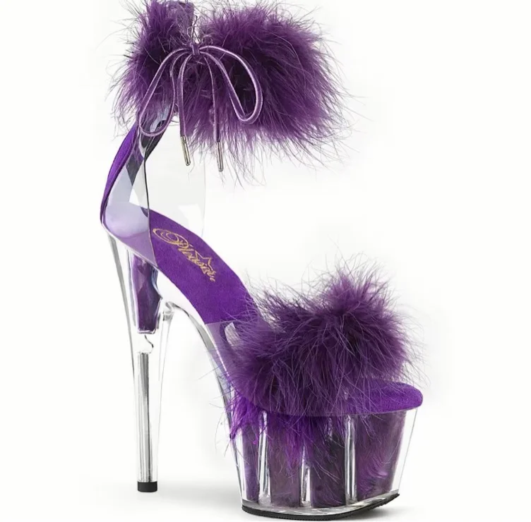 Pleaser ADORE-724F Damen Sandale Transparent Lila EU 38