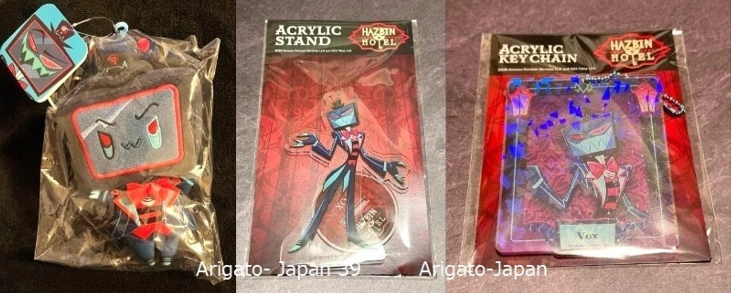 Hazbin Hotel Vox Acrylic Stand Keychain Sitting Plush Mascot Set of 3 Japan New