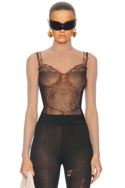 Balenciaga Lingerie Top in Black,Nude
