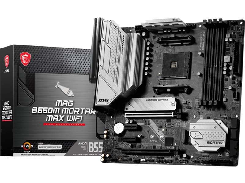 MSI MAG B550M MORTAR MAX WIFI DDR4 AM4 AMD B550 SATA 6Gb/s Micro-ATX Wi-Fi 6E 2.5Gbps LAN  M.2 (Key-E)  Motherboards - AMD
