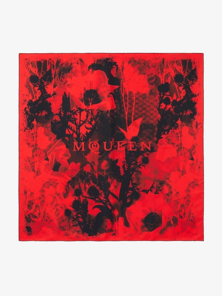 Foulard Floral pour Femme en Rouge/Noir | McQueen FR
