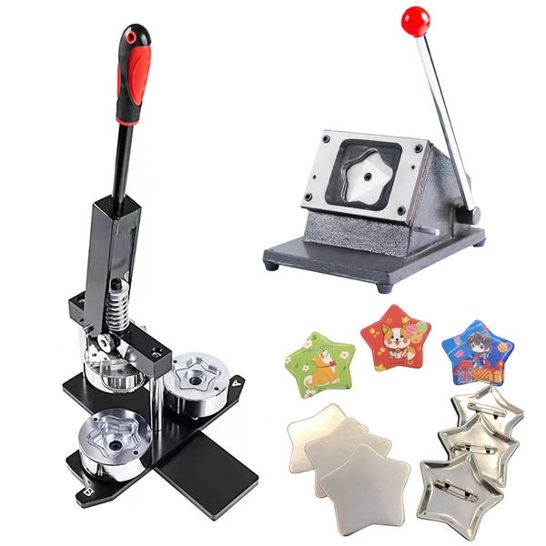 58*58mm star shape button maker machine + graphic punch + 1000pcs button supplies