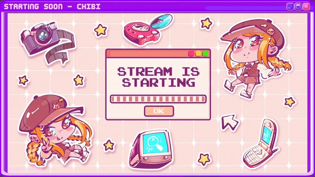 Starting Soon / BRB / Stream Ending | Chibi Animation by nyonisimasa (@nyonisimasa)