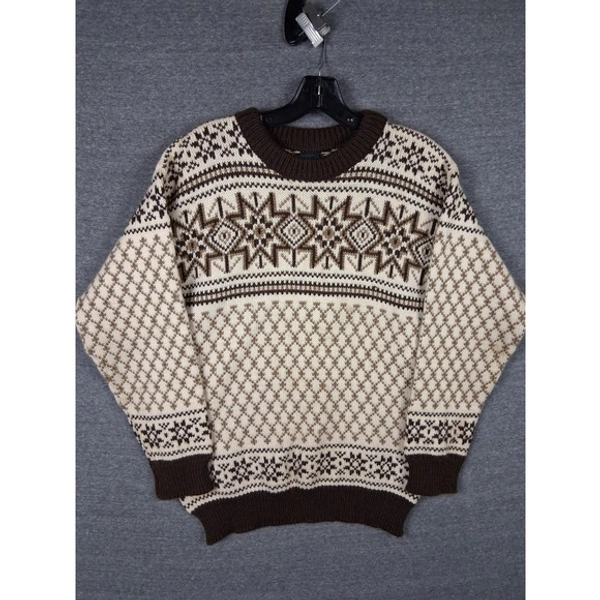 Dale Of Norway Mens Sweater M Nordic Wool Brown Fair Isle Selburose VTG Skiing