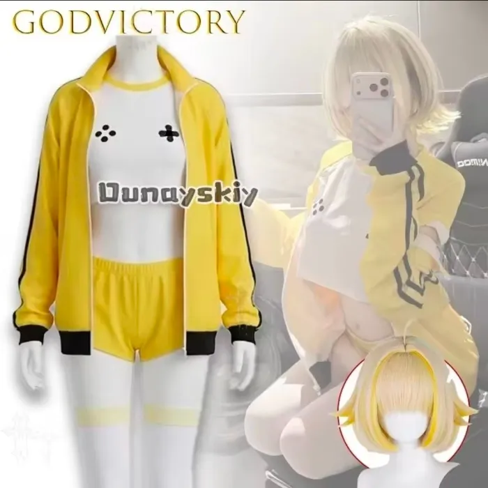 Disfraz de Cosplay GodVictory NIKKE Elegg, Chaqueta Amarilla con Bloques de Color, Top Corto, Pantalones Cortos, Conjunto Completo para Comic Con, Ropa de Cosplay de Anime https://a.aliexpress.com/_mqzKWFZ