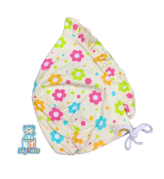 ABDL Pale Yellow Flower print  bonnet Adult Baby