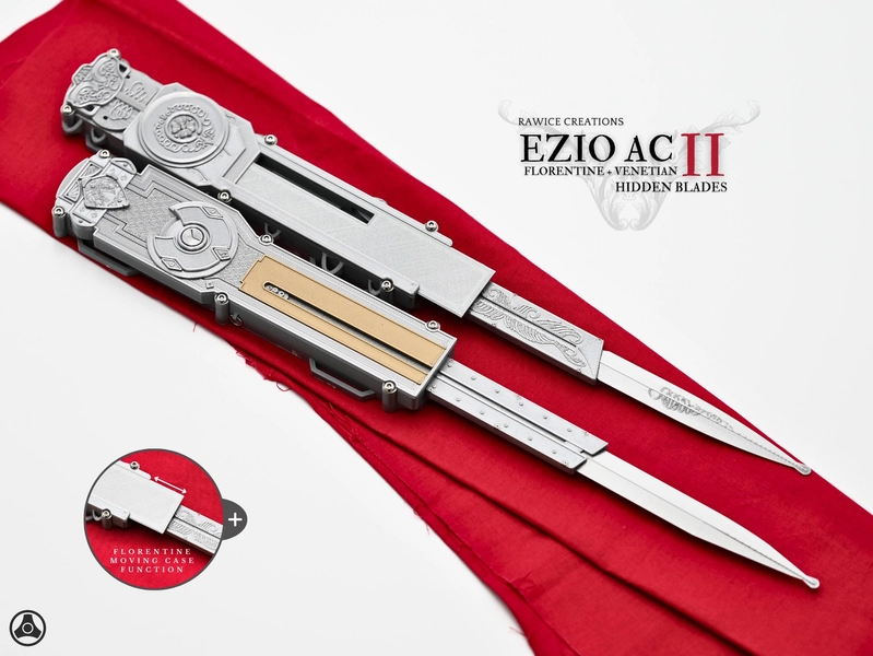 V2 Assassin's II Dual Ezio Auditore Florentine and Venetian Left + Right Arm Hidden Blade Pair
