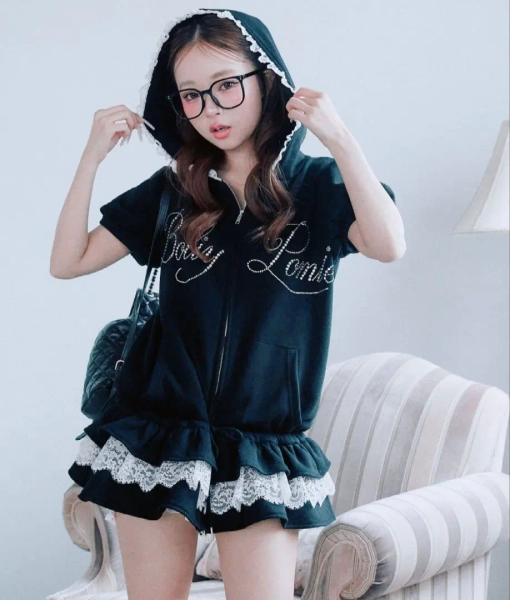 OLIVE des OLIVE Hem Frill Tunic Zip Hoodie ‐ Mercari Japan: Shop from Japan