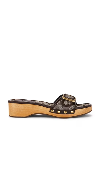 Coach Margot Wooden Sandal in Brown. - size 6