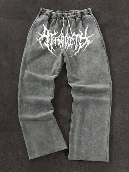 Glimmora Casual Washed Vintage Print Sweatpants