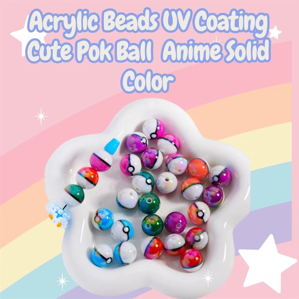 Acrylic Beads UV Coating Cute Pok Ball Anime Solid Color - Etsy