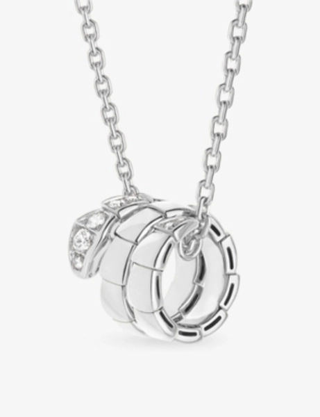 Serpenti Viper 18ct White Gold And 0.13ct Diamond Pendant Necklace