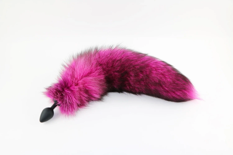 15-17" Indigo Fox Tail Dyed HOT PINK