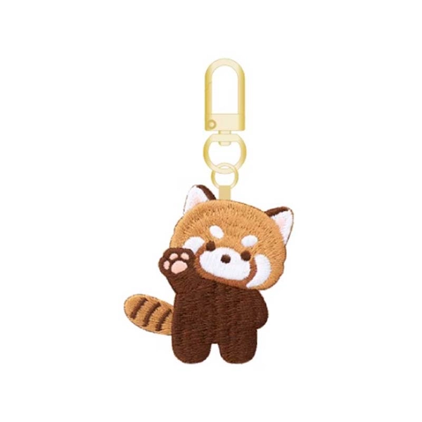 Embroidered Red Panda Keychain Cute Embroidered Lesser Panda Key Rings - C