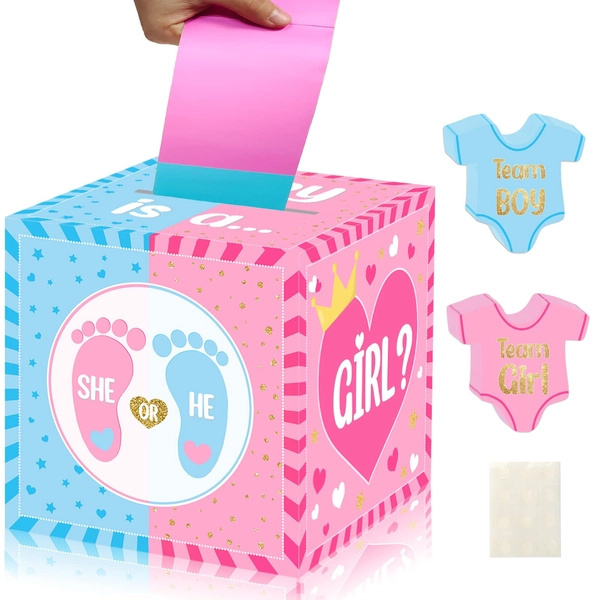 Mua hongpar Baby Gender Reveal Pull Out Game , Voting Box with 60 Ballot Cards, Boy or Girl, Party Supplies,Pink and Blue trên Amazon Mỹ chính hãng 2026 | Fado