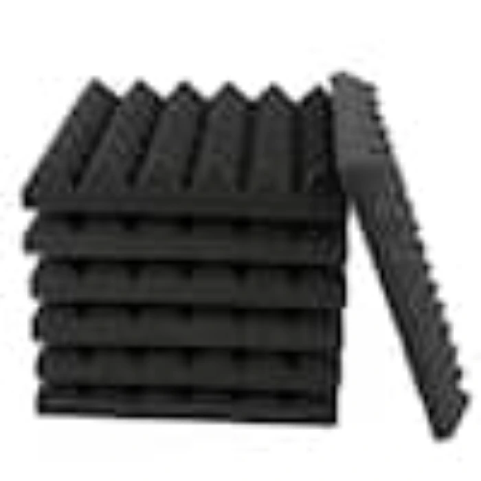 1 ft. x 1 ft. x 2 in. Sound Absorbing Panels Black Echo Noise Cancelling Foam for Recording Studio (12-Pack)