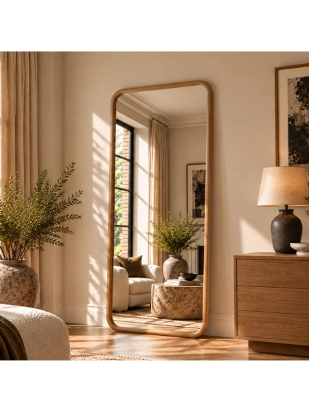 Yearn Sherwood Solid Oak Wood Frame Full-Length Wall/Leaner Mirror, 180 x 80cm, Natural