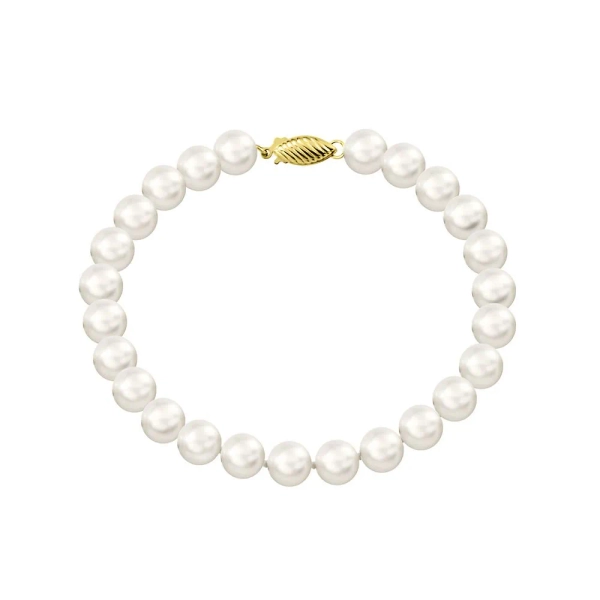 Freshwater Cultured Pearl Strand Bracelet in 14K Yellow Gold | Helzberg Diamonds
