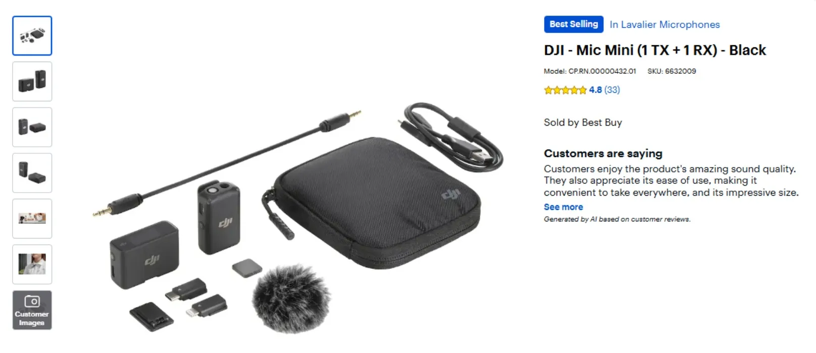 DJI - Mic Mini (1 TX + 1 RX) - Black