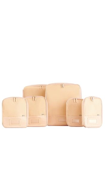 BEIS 6 Piece Compression Packing Cubes in Beige.
