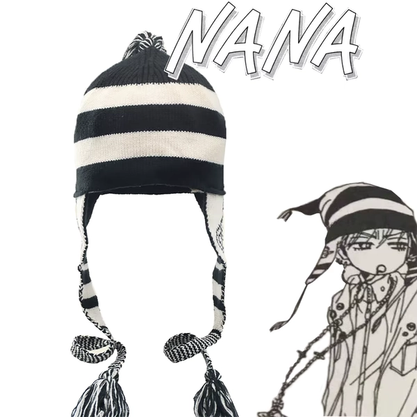 Gorro NANA de cosplay de Anime con borlas a rayas, protecci贸n para los o铆dos, gorro de lana Lei Feng, gorro volador de punto c谩lido, accesorios de moda, regalos para seguidores - AliExpress